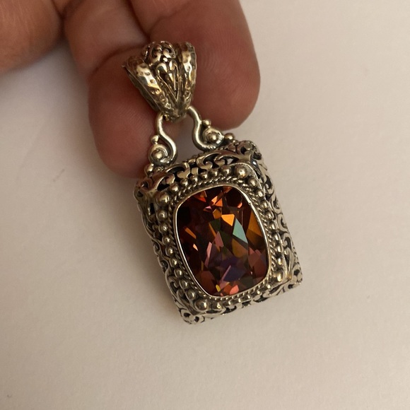 Sarda Sterling Silver Mystic Fire Topaz Pendant - Picture 5 of 6